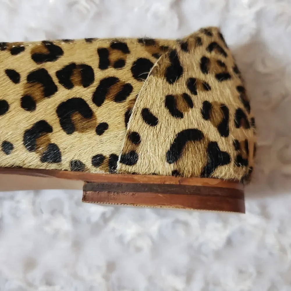 Max and Drew Women size 7 Jaguar Mimi Flat Genuine Leather Calf Hair Animal Prin